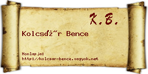 Kolcsár Bence névjegykártya