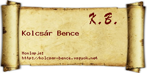 Kolcsár Bence névjegykártya