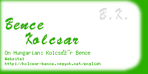 bence kolcsar business card